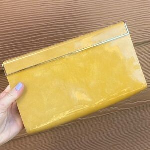 Jimmy Choo Yellow Orange Small Magnetic Closure Clutch Purse Made in Italy